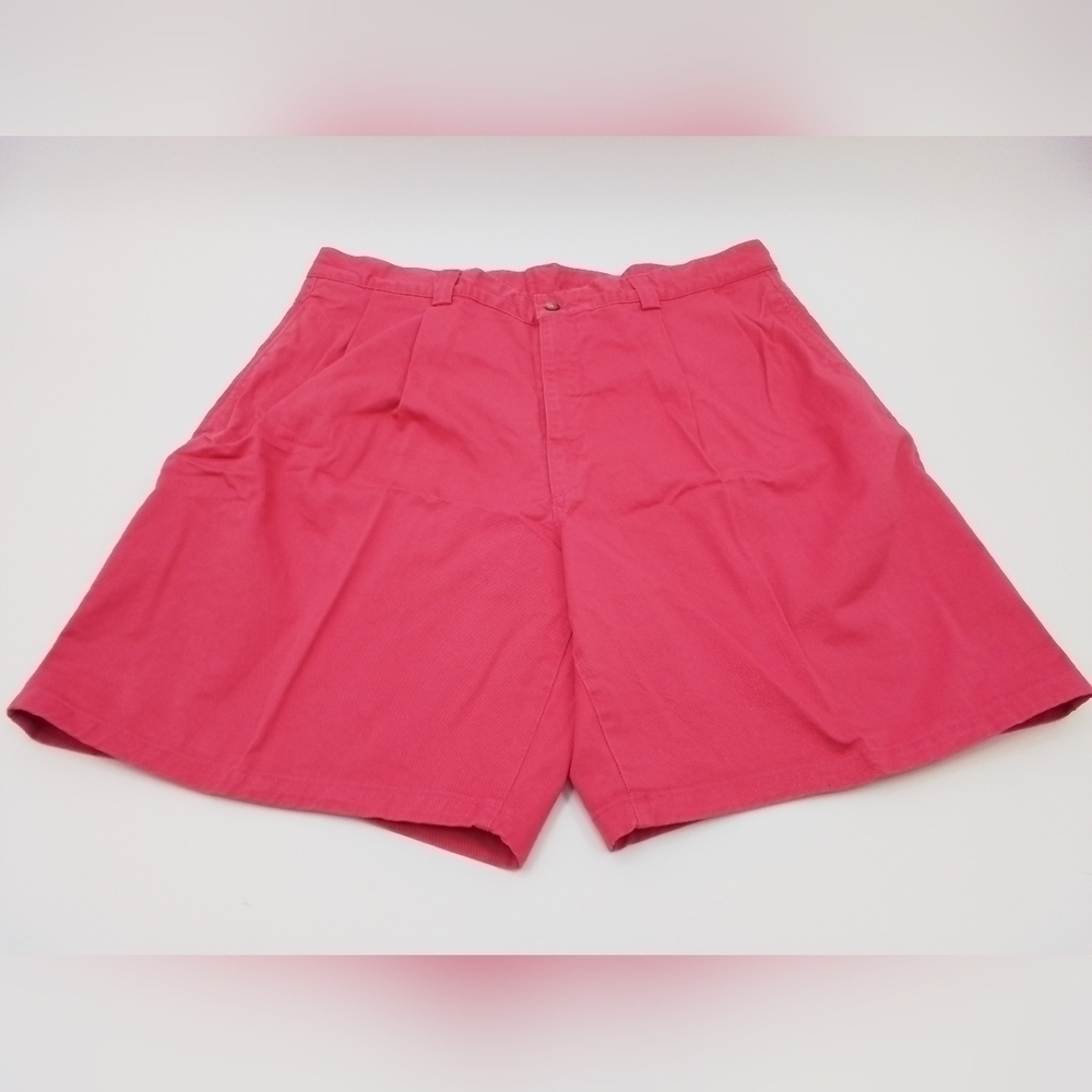 NWT Lands End Shorts Mens SZ 38 Chino Pleated RHUBARB PINK USA Vintage